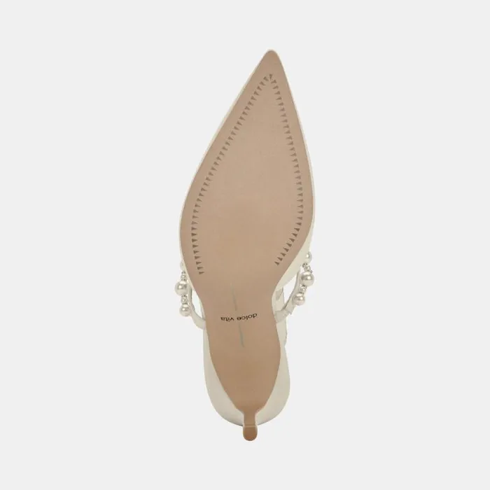 Dolce Vita Kanika Pearl Heels Vanilla Silk Women Mules and Clogs