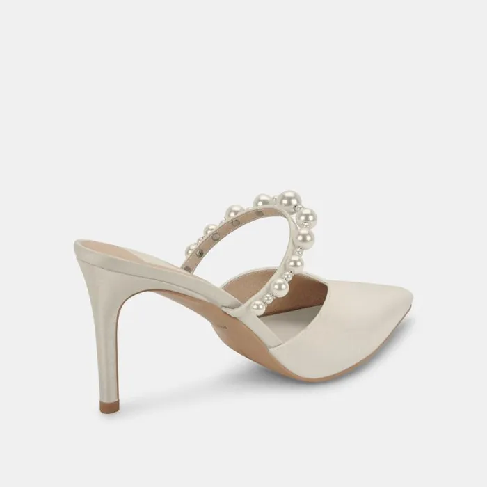Dolce Vita Kanika Pearl Heels Vanilla Silk Women Mules and Clogs