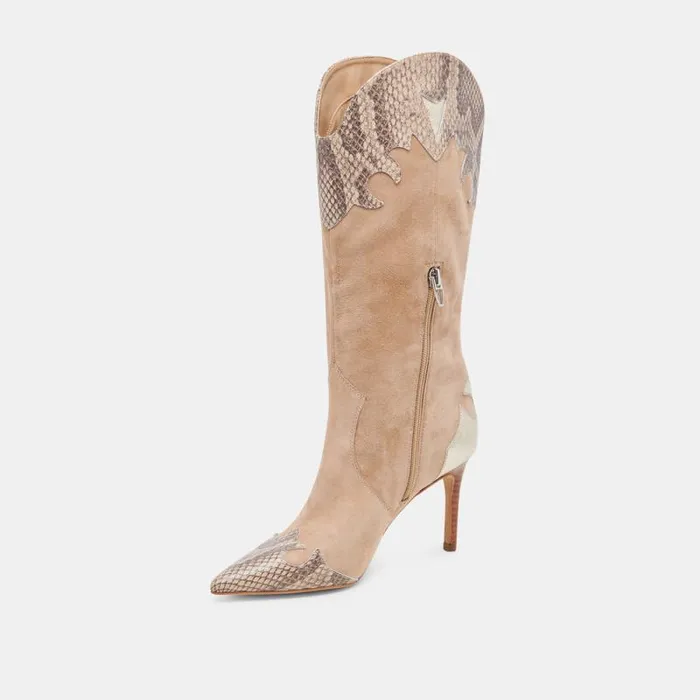 Dolce Vita Kasedy Boots Taupe Multi Suede Women Boots and Booties