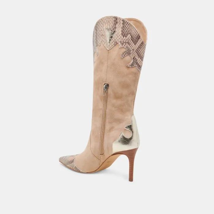 Dolce Vita Kasedy Boots Taupe Multi Suede Women Boots and Booties