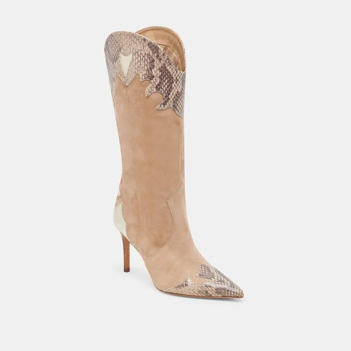 Dolce Vita Kasedy Boots Taupe Multi Suede Women Boots and Booties