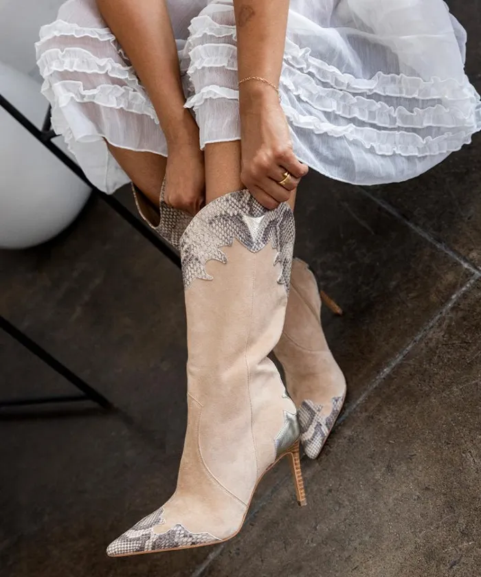 Dolce Vita Kasedy Boots Taupe Multi Suede Women Boots and Booties