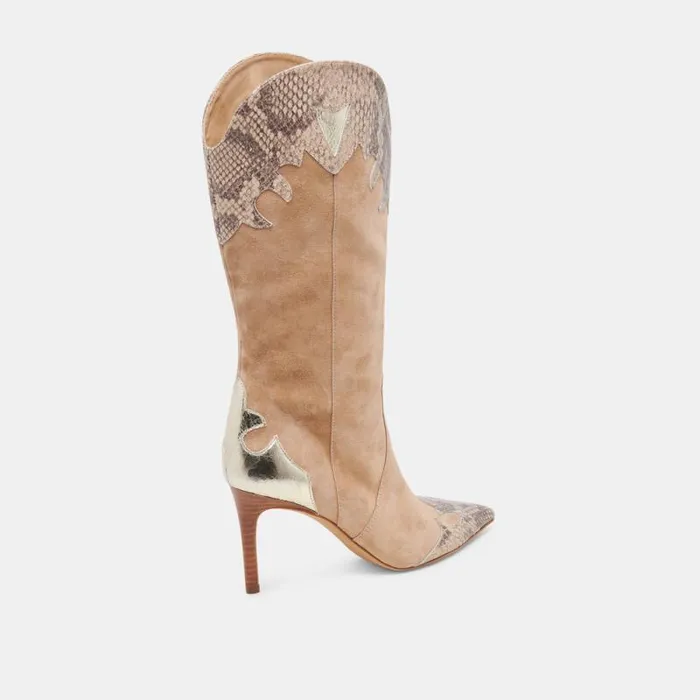 Dolce Vita Kasedy Boots Taupe Multi Suede Women Boots and Booties