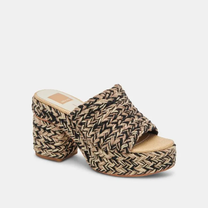 Dolce Vita Lady Heels Black Multi Woven Women Sandals