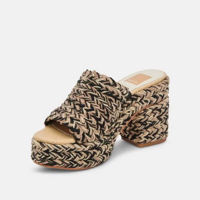 Dolce Vita Lady Heels Black Multi Woven Women Sandals