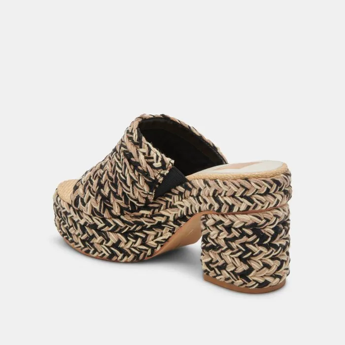 Dolce Vita Lady Heels Black Multi Woven Women Sandals