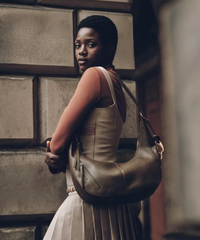 Dolce Vita Melanie Shoulder Bag Olive Pebble Leather Women Handbags