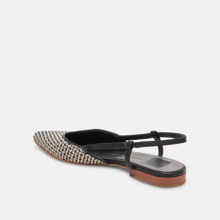 Dolce Vita Narah Flats Black Natural Raffia Women Flats and Loafers