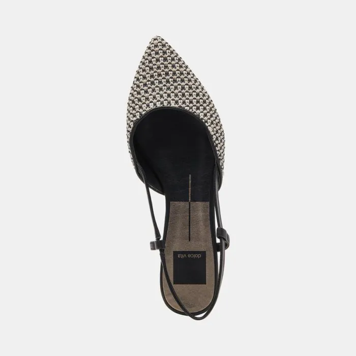 Dolce Vita Narah Flats Black Natural Raffia Women Flats and Loafers
