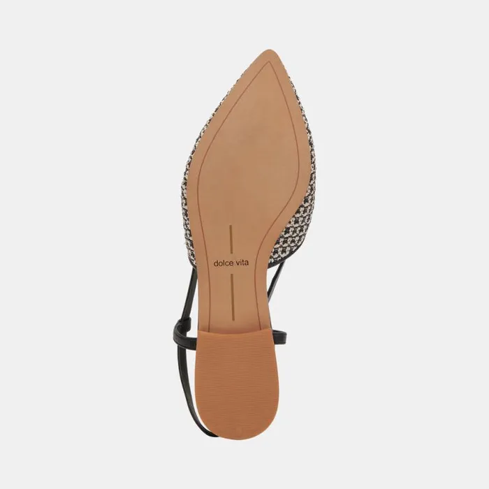 Dolce Vita Narah Flats Black Natural Raffia Women Flats and Loafers