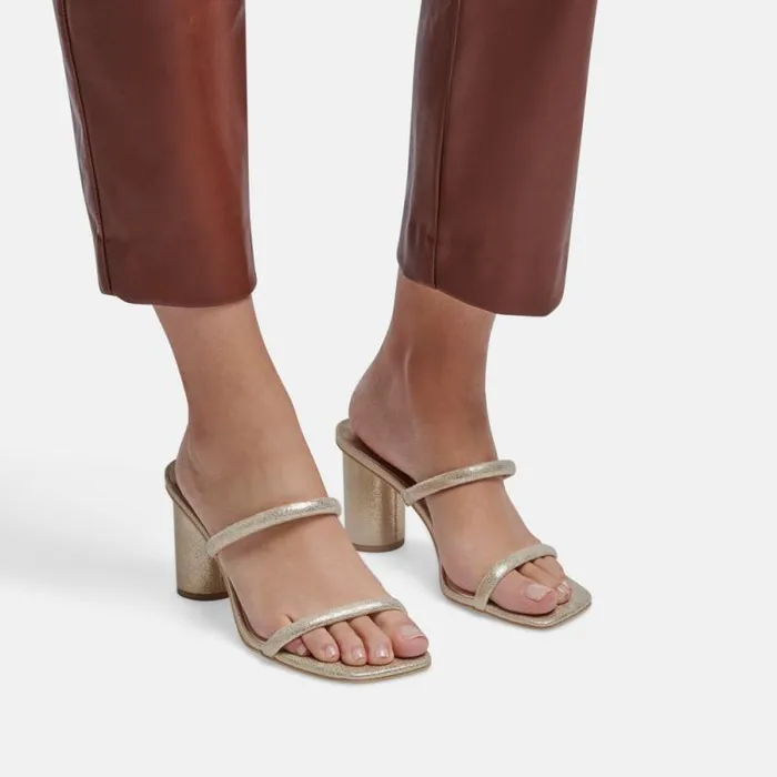 Dolce Vita Noles Heels Gold Metallic Stella Suede Women Heels