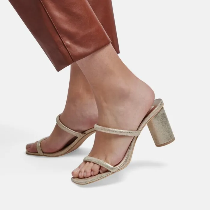 Dolce Vita Noles Heels Gold Metallic Stella Suede Women Heels