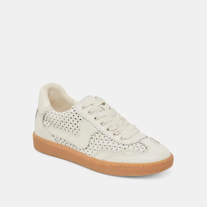 Dolce Vita Notice Eyelet Perf Sneakers White Leather Women Sneakers