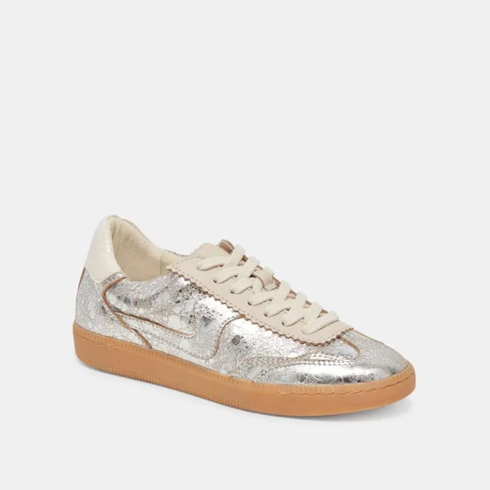 Dolce Vita Notice Sneakers Silver Distressed Leather Women Sneakers