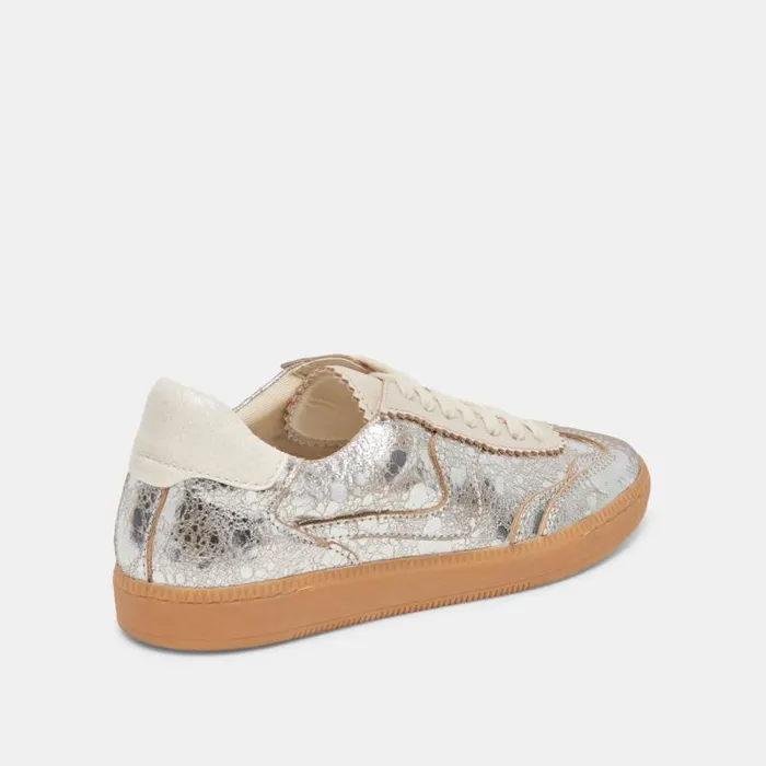 Dolce Vita Notice Sneakers Silver Distressed Leather Women Sneakers