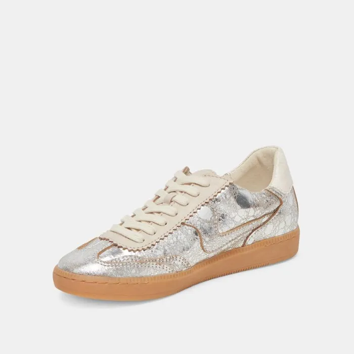 Dolce Vita Notice Sneakers Silver Distressed Leather Women Sneakers