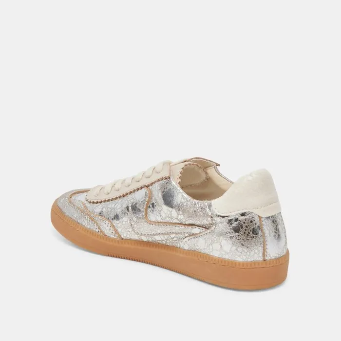 Dolce Vita Notice Sneakers Silver Distressed Leather Women Sneakers