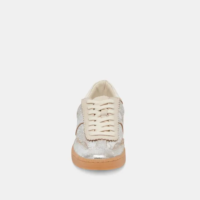 Dolce Vita Notice Sneakers Silver Distressed Leather Women Sneakers