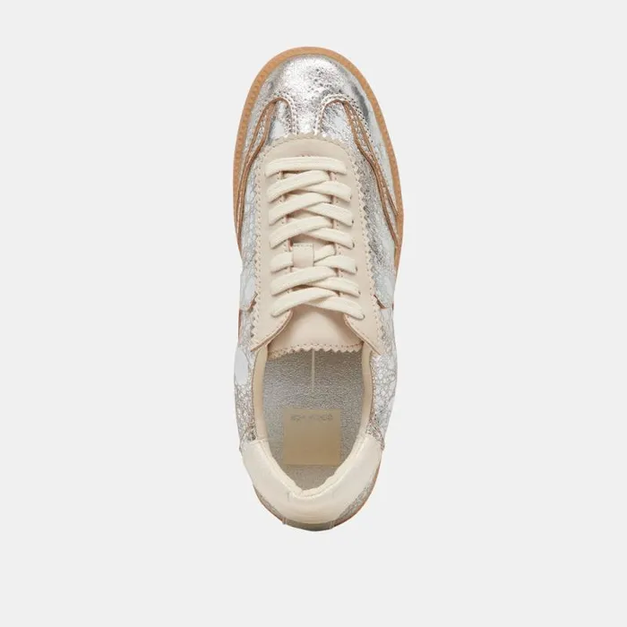 Dolce Vita Notice Sneakers Silver Distressed Leather Women Sneakers