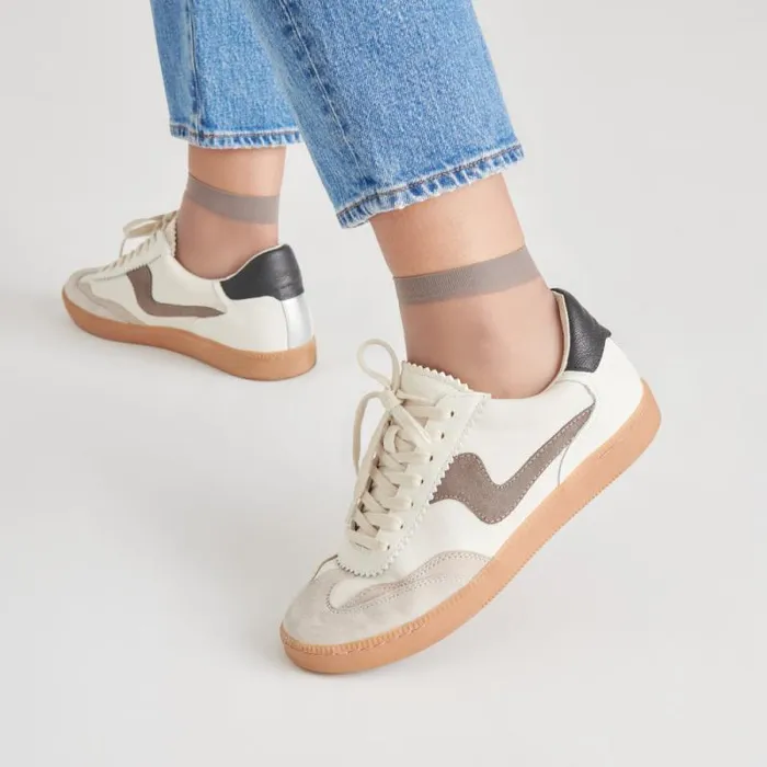 Dolce Vita Notice Sneakers White Grey Leather Women Sneakers