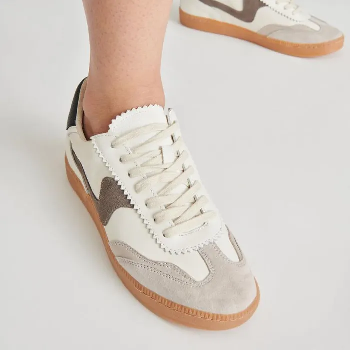 Dolce Vita Notice Sneakers White Grey Leather Women Sneakers