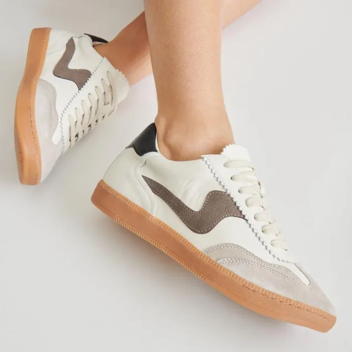 Dolce Vita Notice Sneakers White Grey Leather Women Sneakers