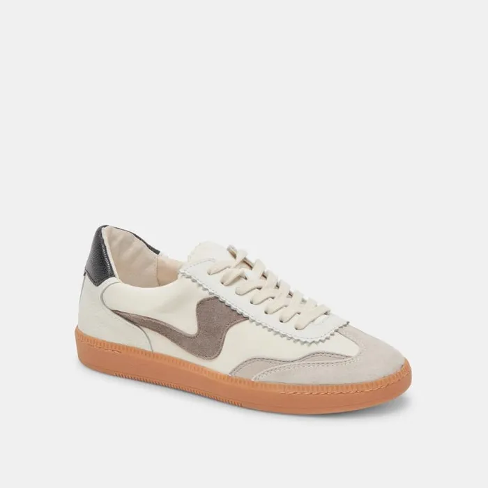 Dolce Vita Notice Wide Sneakers White Grey Leather Women Sneakers