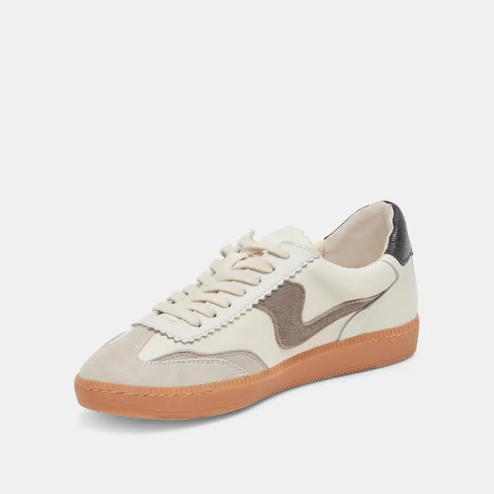 Dolce Vita Notice Wide Sneakers White Grey Leather Women Sneakers