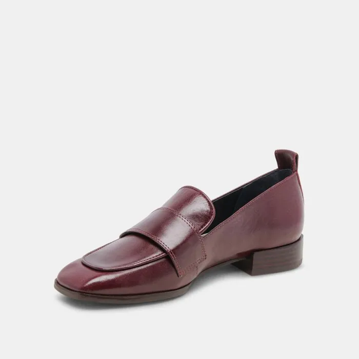 Dolce Vita Nygel Loafers Cranberry Leather Women Flats and Loafers