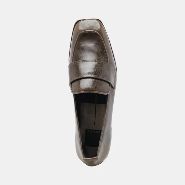 Dolce Vita Nygel Loafers Dark Olive Leather Women Flats and Loafers