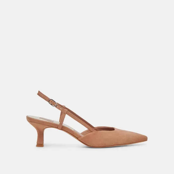Dolce Vita Odela Wide Heels Toffee Suede Women Heels