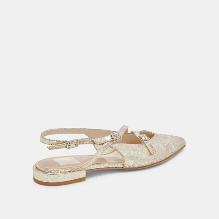 Dolce Vita Pamla Wide Flats Platinum Distressed Leather Women Flats and Loafers