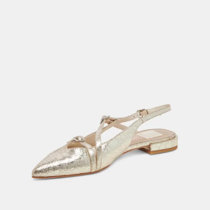 Dolce Vita Pamla Wide Flats Platinum Distressed Leather Women Flats and Loafers