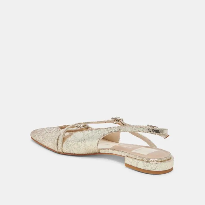 Dolce Vita Pamla Wide Flats Platinum Distressed Leather Women Flats and Loafers