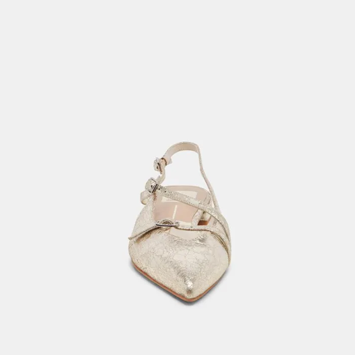 Dolce Vita Pamla Wide Flats Platinum Distressed Leather Women Flats and Loafers