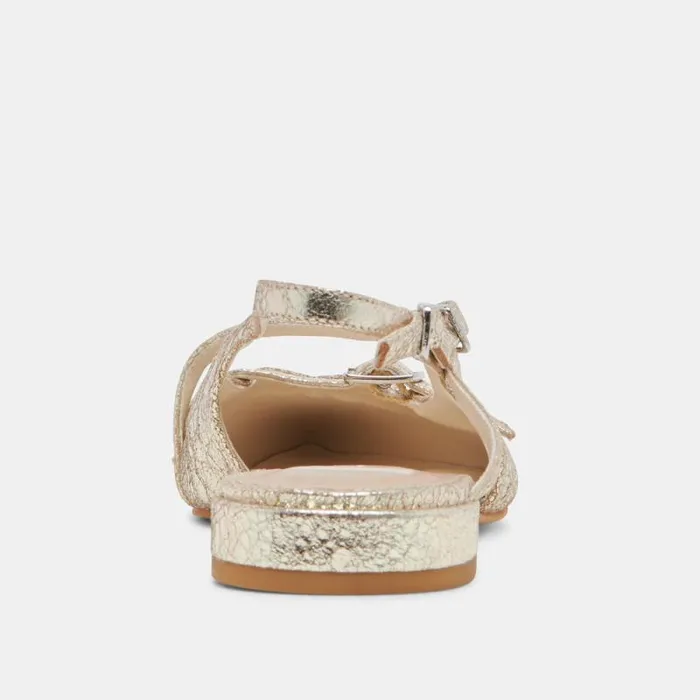 Dolce Vita Pamla Wide Flats Platinum Distressed Leather Women Flats and Loafers