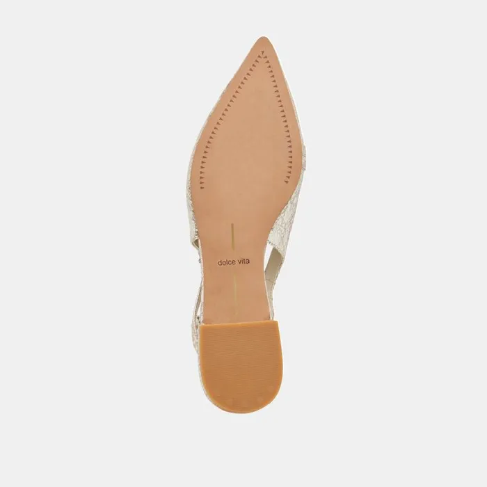 Dolce Vita Pamla Wide Flats Platinum Distressed Leather Women Flats and Loafers