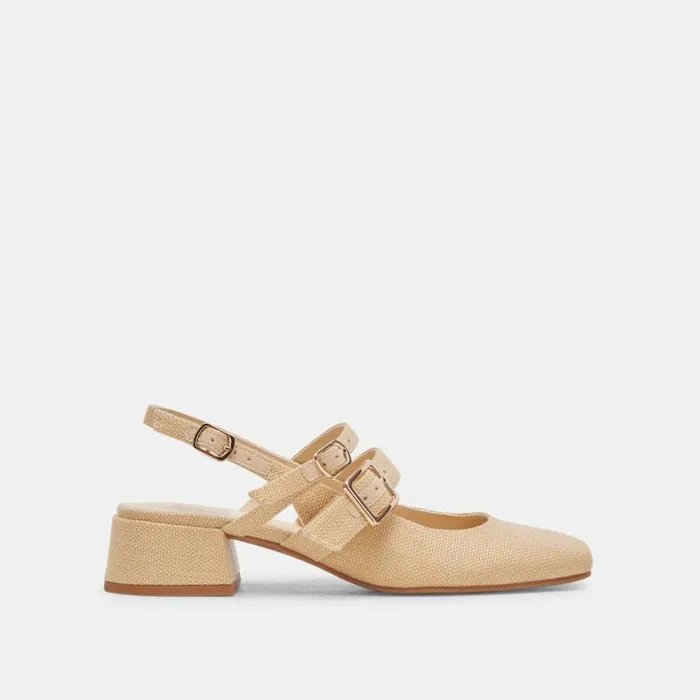 Dolce Vita Patzy Heels Natural Raffia Women Flats and Loafers