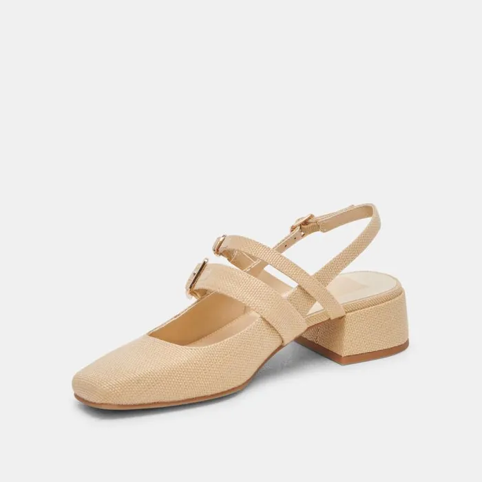 Dolce Vita Patzy Heels Natural Raffia Women Flats and Loafers