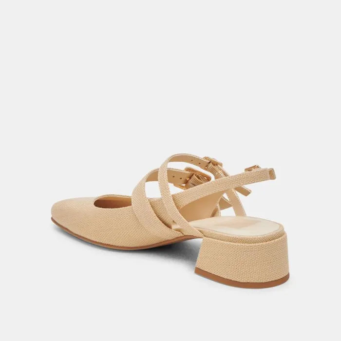Dolce Vita Patzy Heels Natural Raffia Women Flats and Loafers