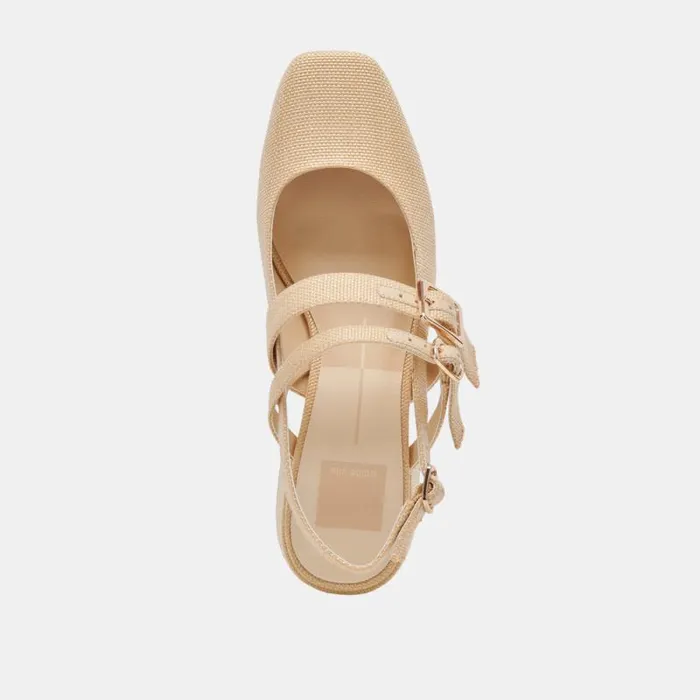 Dolce Vita Patzy Heels Natural Raffia Women Flats and Loafers