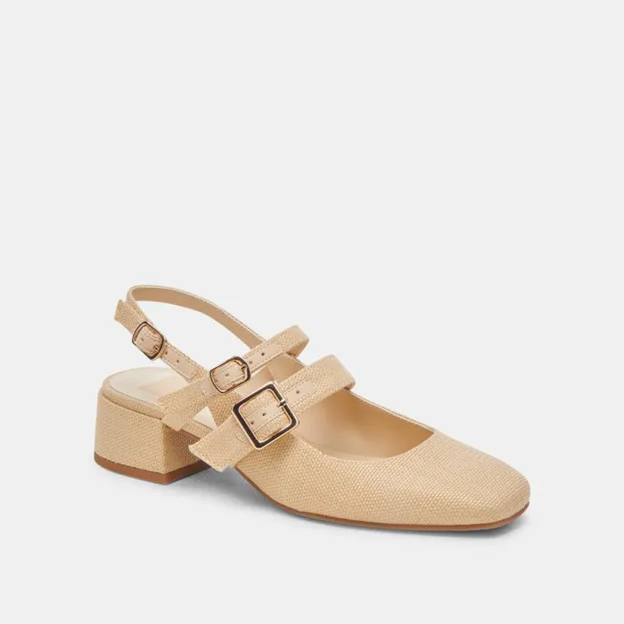 Dolce Vita Patzy Heels Natural Raffia Women Flats and Loafers