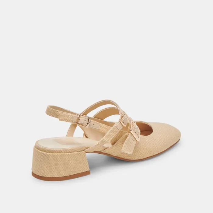 Dolce Vita Patzy Heels Natural Raffia Women Flats and Loafers