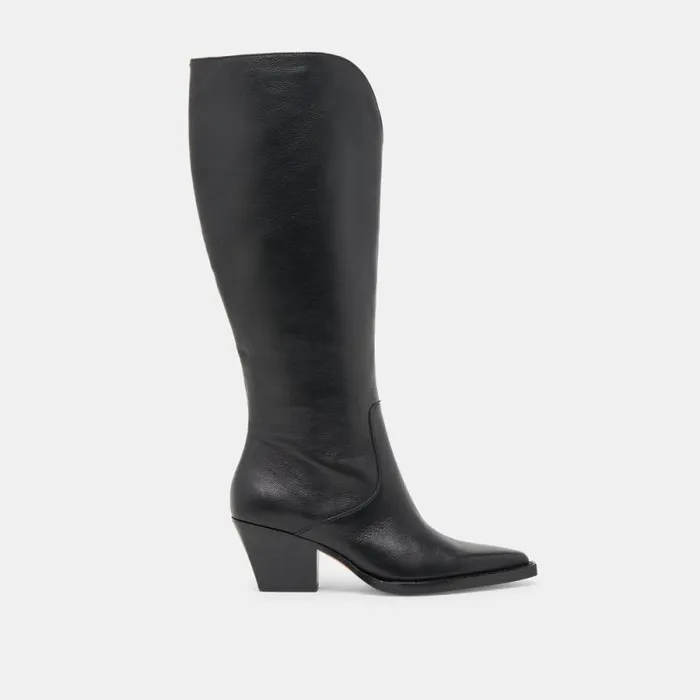 Dolce Vita Raj Extra Wide Calf Boots Black Leather Women Boots and Booties