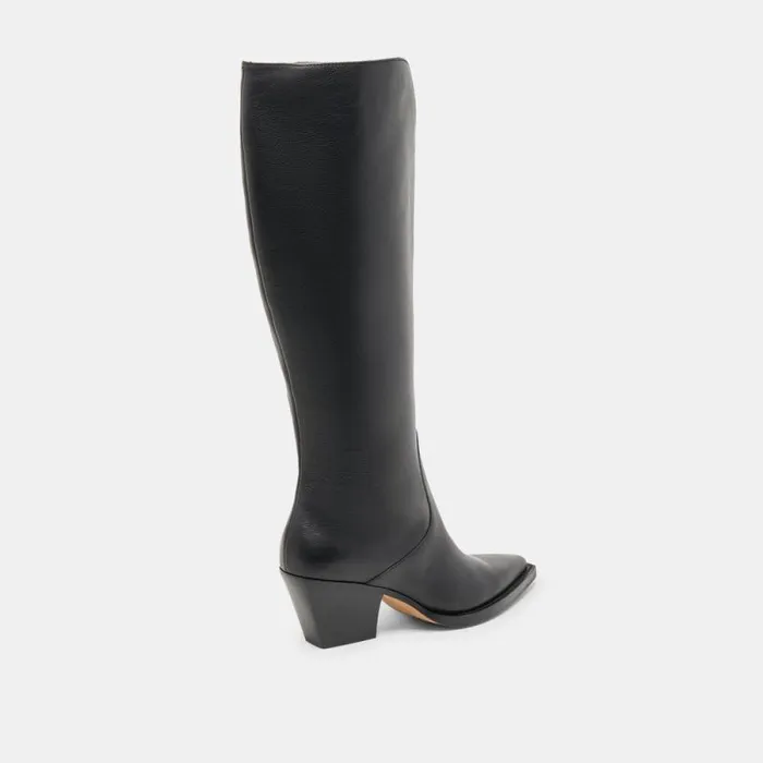 Dolce Vita Raj Extra Wide Calf Boots Black Leather Women Boots and Booties