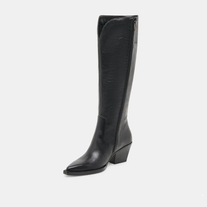 Dolce Vita Raj Extra Wide Calf Boots Black Leather Women Boots and Booties