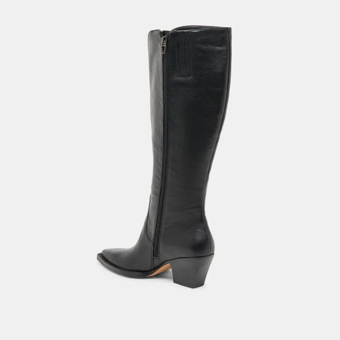 Dolce Vita Raj Extra Wide Calf Boots Black Leather Women Boots and Booties