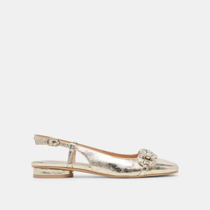 Dolce Vita Ramano Flats Platinum Distressed Leather Women Flats and Loafers
