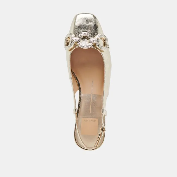 Dolce Vita Ramano Flats Platinum Distressed Leather Women Flats and Loafers
