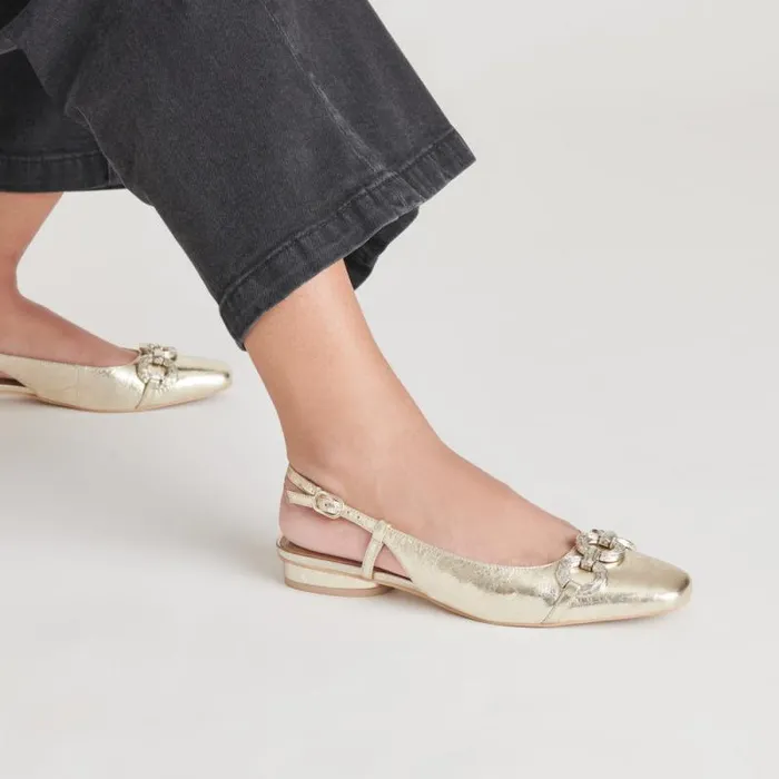 Dolce Vita Ramano Flats Platinum Distressed Leather Women Flats and Loafers